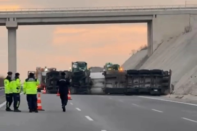 Tanker devrildi, Bursa İzmir otobanı trafiğe kapandı